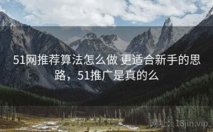 51网推荐算法怎么做 更适合新手的思路，51推广是真的么